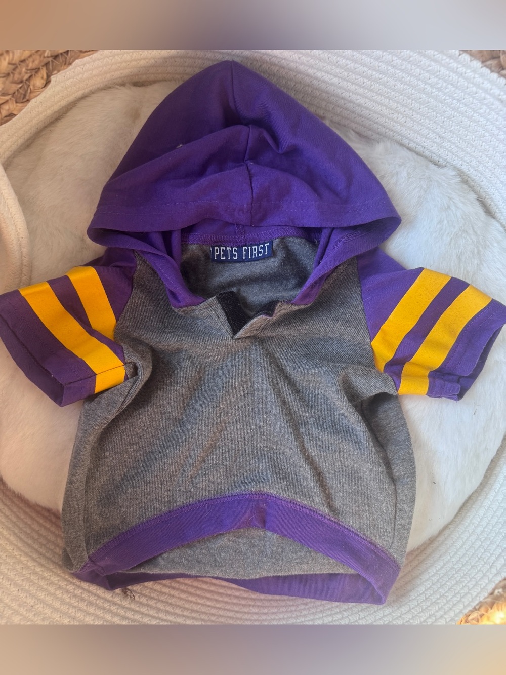 Minnesota Vikings NFL Dog Cat Throwback Hoodie Tee by Pets First - Size Small - Picture 3 of 15